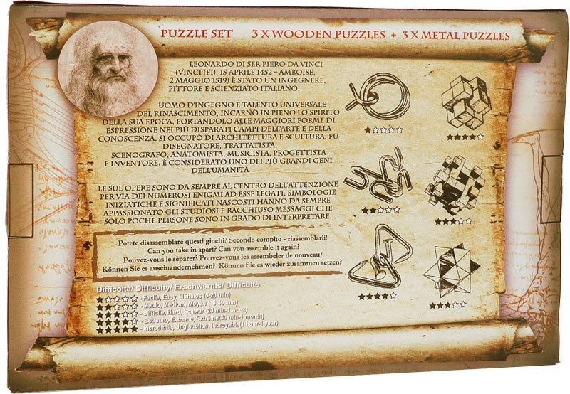 SET 6 IN 1 SERIE LEONARDO - 3 IN LEGNO + 3 IN METALLO