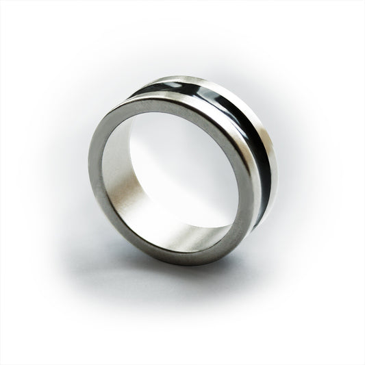 Anello PK - Argentato - Dark line - Diametro 19 mm