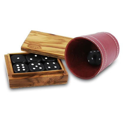 Problema - Scatola in Teak Wood e bussolotto in pelle