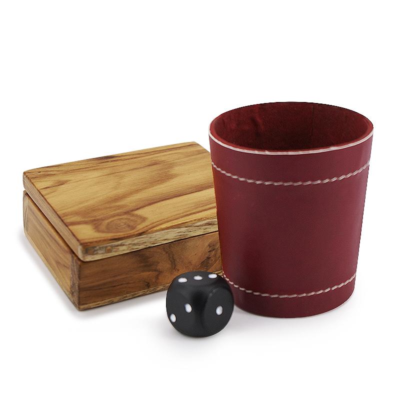 Problema - Scatola in Teak Wood e bussolotto in pelle