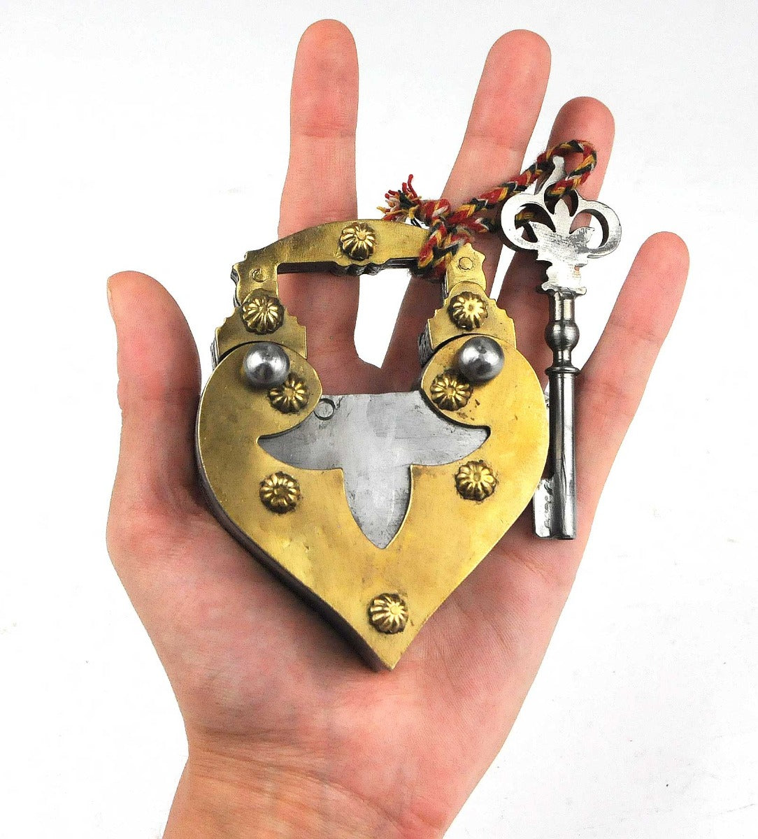 LUCCHETTO A FORMA DI CUORE IN OTTONE E FERRO