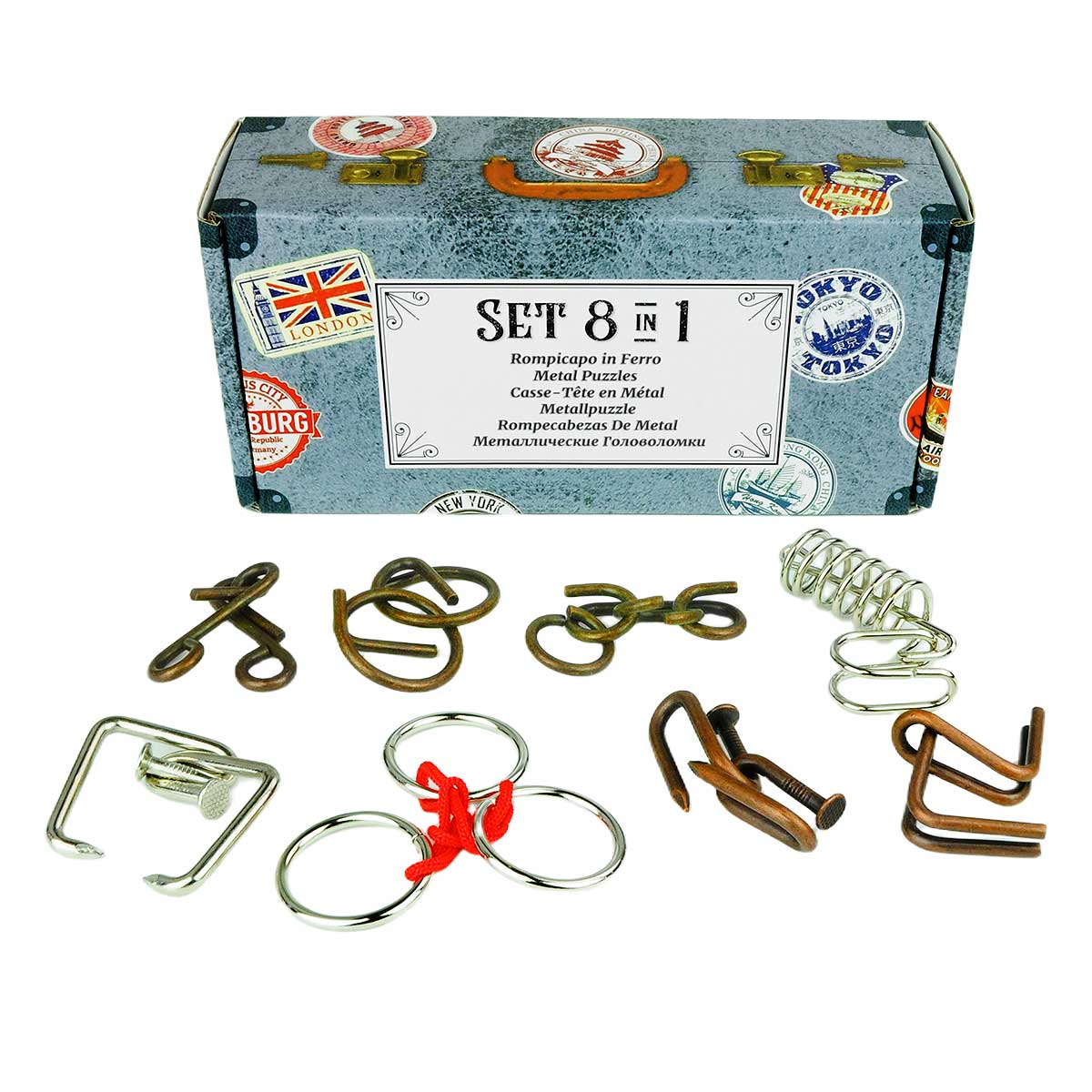 SET 8 IN 1 METALLO VALIGETTA - SERIE VIAGGIATORI