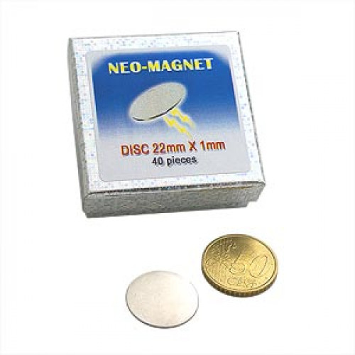 Magnete al Neodimio - Disco mm 22 x 1 (Confezione da 40 pezzi)